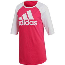adidas Womens Medium Athletic Baseball T-Shirt color Real Magenta/White Size S - £25.67 GBP