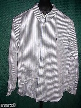 Ralph Lauren Classic Fit Blue White Striped Button Down Shirt Mens Size ... - $21.77