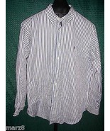 Ralph Lauren Classic Fit Blue White Striped Button Down Shirt Mens Size ... - £17.14 GBP