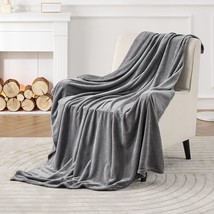 Bedsure Fleece Throw Blanket For Couch Grey - Lightweight Plush, 50X60 Inches - £23.69 GBP