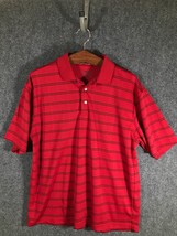 PGA Tour Golf Polo Shirt Men&#39;s Size Large Short Sleeve Red Striped - £7.01 GBP