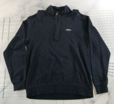 Orvis Sweatshirt Mens Medium Navy Blue Quarter Zip Lightweight Long Sleeve - $18.49