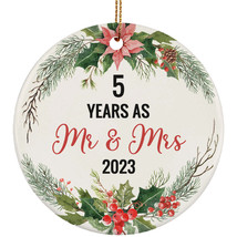 5th Wedding Anniversary Ornament 5 Years As Mr And Mrs Wreath Christmas Gift - £11.61 GBP