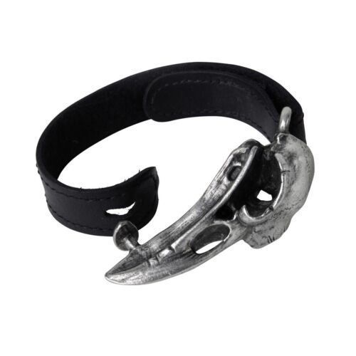 Alchemy A105 Rabeschadel Bracelet Gothic Raven Skull Black Leather Strap Buckle - £39.87 GBP