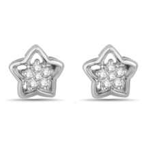 0.20Ct Round Cut Moissanite Star Cluster Stud Earrings in 14k White Gold Plated - £39.22 GBP