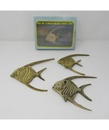 Solid Brass Tropical Angel Fish Decor Wall Hangings Retro Set Of 3 Vtg 1... - $24.99