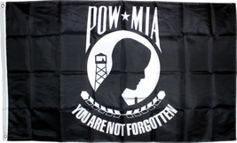 Pow Mia 5&#39;X8&#39; Rough Tex 150D Nylon Flag 4 Rows Sewing Uv Protected Us Pow/Mia - £55.92 GBP