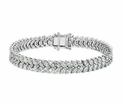 9.00Ct Marquise Cut Cubic Zirconia 7&quot; Tennis Bracelet In Sterling Silver - £214.94 GBP