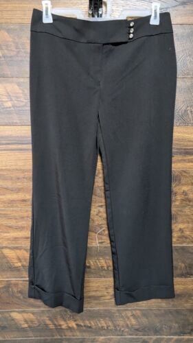 Catos Pants Women Size 12 Black Slacks Dressy Career Wide Leg Straight Fit - $23.75