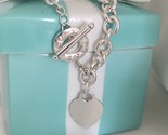 16.5&quot; Tiffany &amp; Co Silver Engravable Blank Heart Tag Toggle Necklace Aut... - $499.00