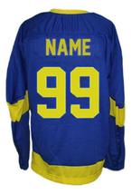 Any Name Number Ukraine National Team Retro Hockey Jersey Blue Any Size image 5