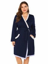 Angelique Womens Plus Size Spa Bathrobe Long Soft Kimono Robe Loungewear - £62.68 GBP