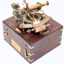 Antique J.Scott Navy Brass Sextant Handmade Wooden Box Vintage Nautical ... - £64.28 GBP