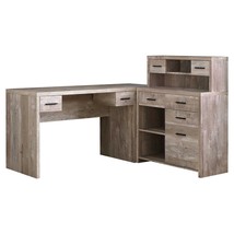 63" Taupe L Shape Computer Desk With Eight Drawers - $20,459.61 MXN