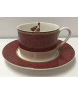 Hallmark Home Collection Holiday Abundance Sakura Red Mug Cup &amp; Saucer W... - £11.86 GBP