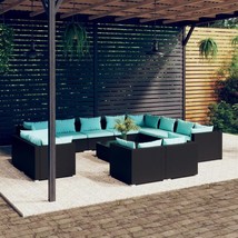  Garden Lounge Set Black with water blue cushions - $2,576.06 CAD