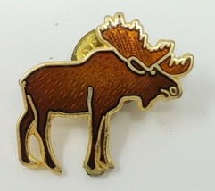 Lapel Pin Moose Deep Brown Honey Eagle River Designs PM05 Large Antlers Walking - £8.78 GBP