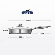 Hybrid Stainless Steel Frying Pan Induction Gas Ceramic Electric Stove Glass Lid - £42.33 GBP+