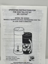 Vintage Original Mr . Coffee Iced Tea Maker Manual For Model TM1.7 - $4.84