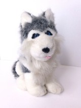 Husky Siberian Dog Puppy Plush Stuffed Animal Toy Doll Blue Eyes 12in Gray White - £18.38 GBP