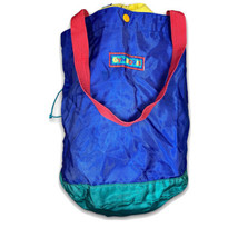 Vintage Primary Color Block School Duffel Rucksack 2 Strap shoulder bag Gymboree - £18.50 GBP