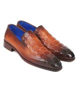 Paul Parkman Mens Shoes Loafer Brown Crocodile Calfskin Handmade 5576-BRW - £332.82 GBP