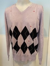 Matinique Purple and Black Argyle V-Neck Sweater, Men&#39;s Size XL - £13.42 GBP