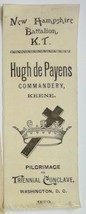 1889 antique MASONIC RIBBON~HUGH DE PAYENS COMMANDERY KEEN triennial con... - £33.15 GBP