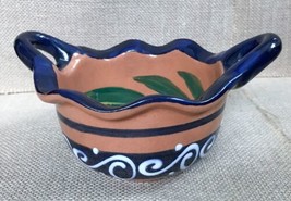 Small Talavera Art Pottery Basket Bowl Salsa Dish Hand Painted Floral In... - £12.59 GBP
