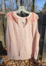 KNOX ROSE Women&#39;s Size L Top BOHO  BLOUSE Shirt w/Embroidered Accents - $22.79