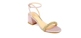 Jewel Badgley Mischka Women&#39;s Odonna Block Heel Evening Sandals, Pale Pink Shoe - £66.75 GBP