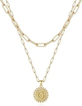 Layered Initial Necklaces for Women 14K Gold Plated Dainty Layering Paperclip Ch - £27.63 GBP