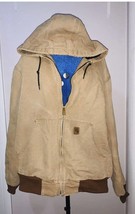 Carhartt Canvas Quilt Lined Hooded Bomber Work Jacket Mens XL Tall Warm ... - £42.76 GBP