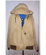 Carhartt Canvas Quilt Lined Hooded Bomber Work Jacket Mens XL Tall Warm ... - £42.94 GBP
