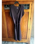EVRI 1X Wrap Dress Black Short Sleeve Elastic Waist &amp; Tie Lightweight St... - €13,80 EUR