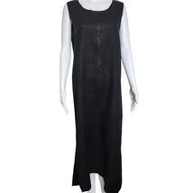 Comfy Usa 100% Linen S Black Maxi Sheath Dress Sleeveless Side Splits  - £27.83 GBP