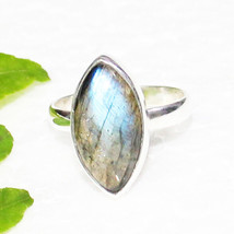 925 Sterling Silver Labradorite Ring Gemstone Ring Handmade Jewelry - £25.70 GBP