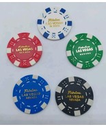 Lot of 5 Las Vegas Poker Chips White, Red, Green, Blue, Black 1, 5, 25, ... - $13.56 CAD