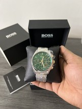 New Genuine Hugo Boss Champion HB1513878 Silver Gold &amp; Green Tone Men&#39;s Watch - £121.35 GBP