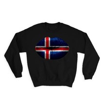 Lips Icelandic Flag : Gift Sweatshirt Iceland Expat Country For Her Woman Femini - £23.28 GBP