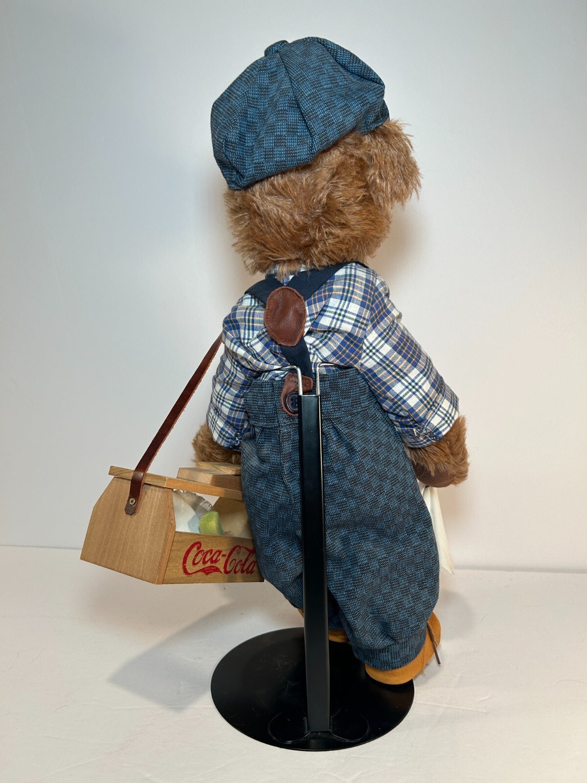 Franklin Mint Coca-Cola Mohair Bear Sammy w/ Hat & Shine Box โ Rare Item image 6