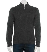 Mens Sweater Marc Anthony Black Long Sleeve Mockneck Quarter Zip $60 NEW... - $27.72