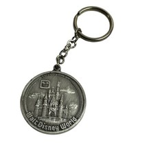 Vintage Silver tone Metal Walt Disney World Keychain Key Ring - $8.99
