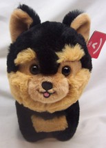 Aurora Very Soft Black &amp; Brown Yorkie Puppy Dog 7&quot; Plush Stuffed Animal Toy New - £13.69 GBP