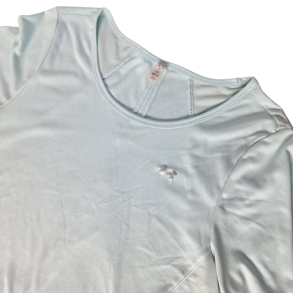 Under Armour Women&#39;s Loose Fit Heat Gear T Shirt Size Large Sky Blue Ath... - $14.58