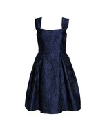 Gal Meets Glam Annabelle Navy Blue Square Neck Satin Jacquard Dress size... - £117.98 GBP