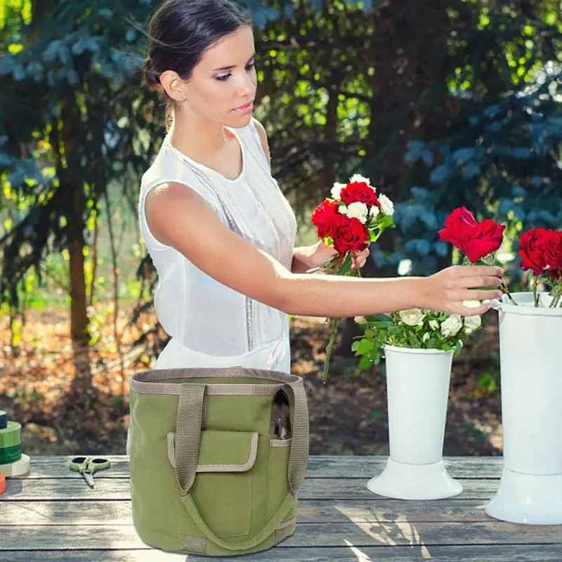 Multifunctional Garden Tool Bag Portable Canvas 5 Gallon Gardening Organizer Tot - £55.09 GBP