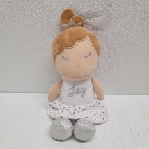 Baby Starters Plush Doll Ornament Brunette White Dress Christmas Joy 8&quot; - $14.75