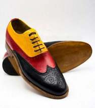 Handmade Men&#39;s Multi color Oxford  Brogue Wingtip Men&#39;s wear Leather shoe - £112.51 GBP