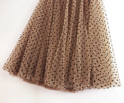 Caramel Polka Dot Pleated Tulle Skirt Outfit Women Plus Size Dotted Tulle Skirt image 7